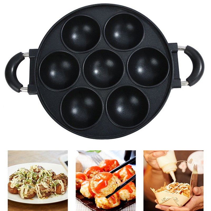 Egg Waffle Pan - 7 Hole Cake Cooking Pan Cast