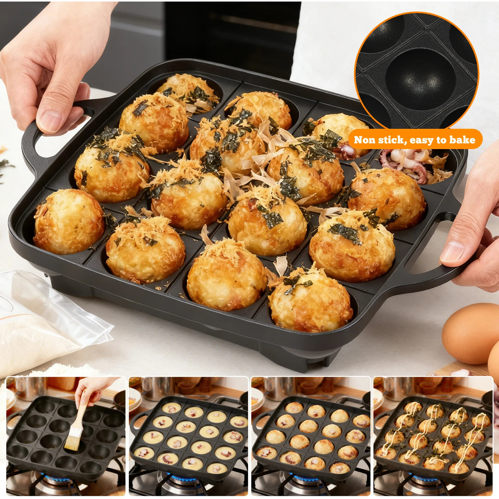 16 Holes Takoyaki Pan Cast Alu - Takoyaki Grill Plate review and price